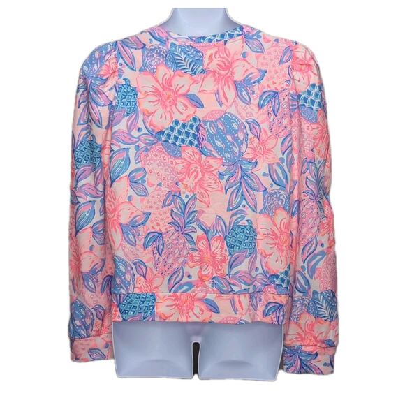 Lilly Pulitzer Jansen Sweatshirt Womens XL Pink Isle Snappy Turtle NEW NWT $108 - Picture 3 of 13